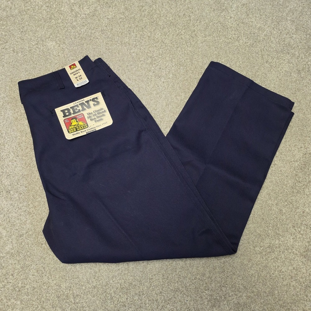 Men's Ben Davis Work Pants Size 38 (37x30) Navy Blue Style 698 Utility‎ Durable